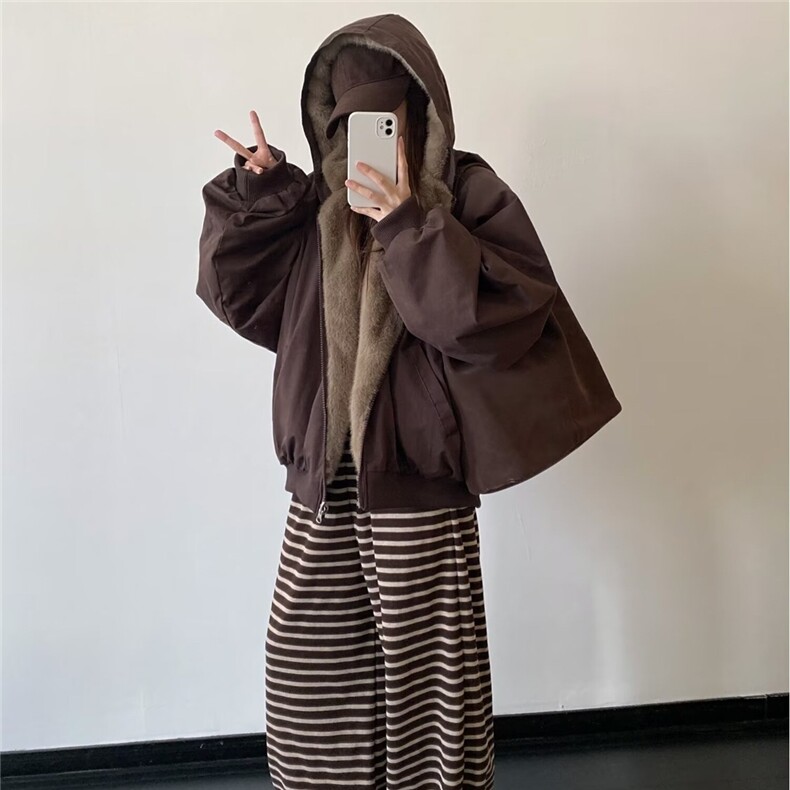 东日系男装秋冬复古纯色立领插肩棉袄宽松情侣夹克外套棉服棉衣,男装夹克,星座506A