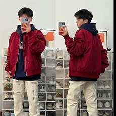 美式复古高街飞行员夹克男春秋潮牌宽松小众设计感不规则工装外套，男装夹克，星座506A