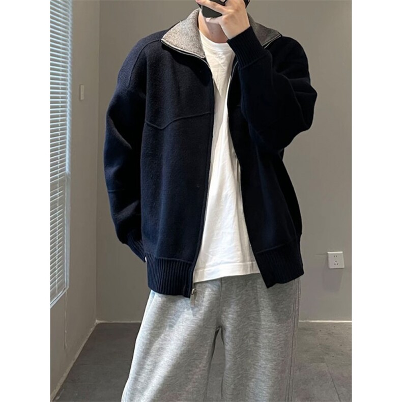 网图翻领针织开衫外套潮牌M852-P78,男装针织衫/毛衣,星座918-1