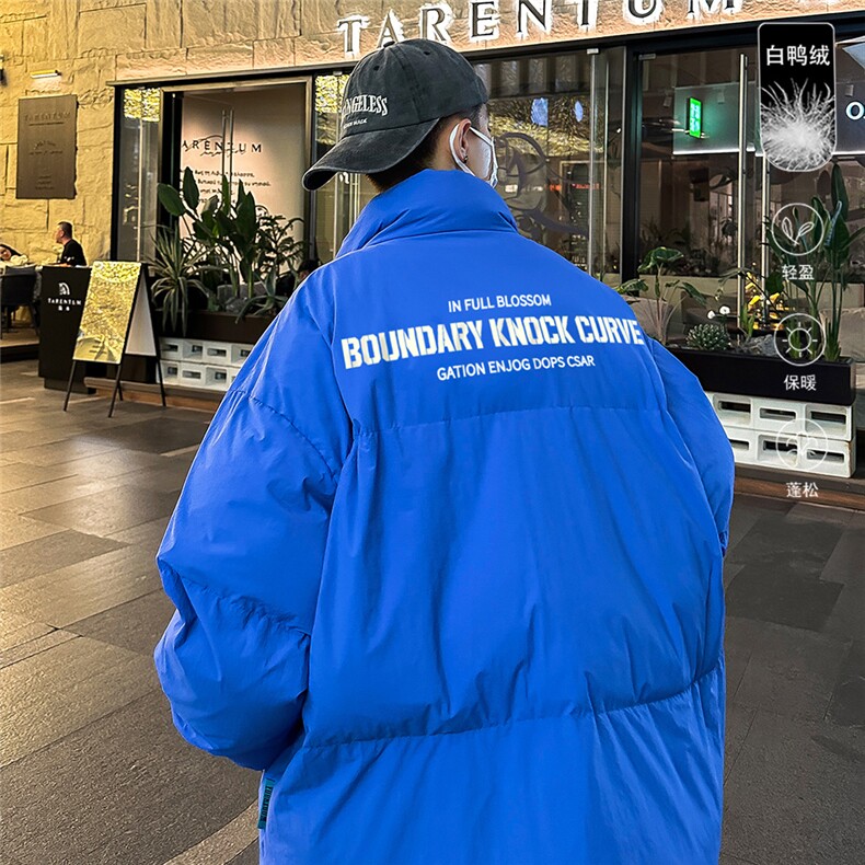 港风冬季新款立领白鸭绒羽绒服男潮宽松印花YR6192P195控258，男装羽绒服，电商A268A