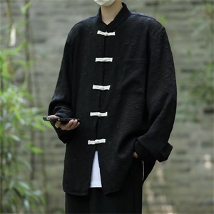 新中式男装风盘扣花衬衫民改良版汉服中山唐装45222-p45图片