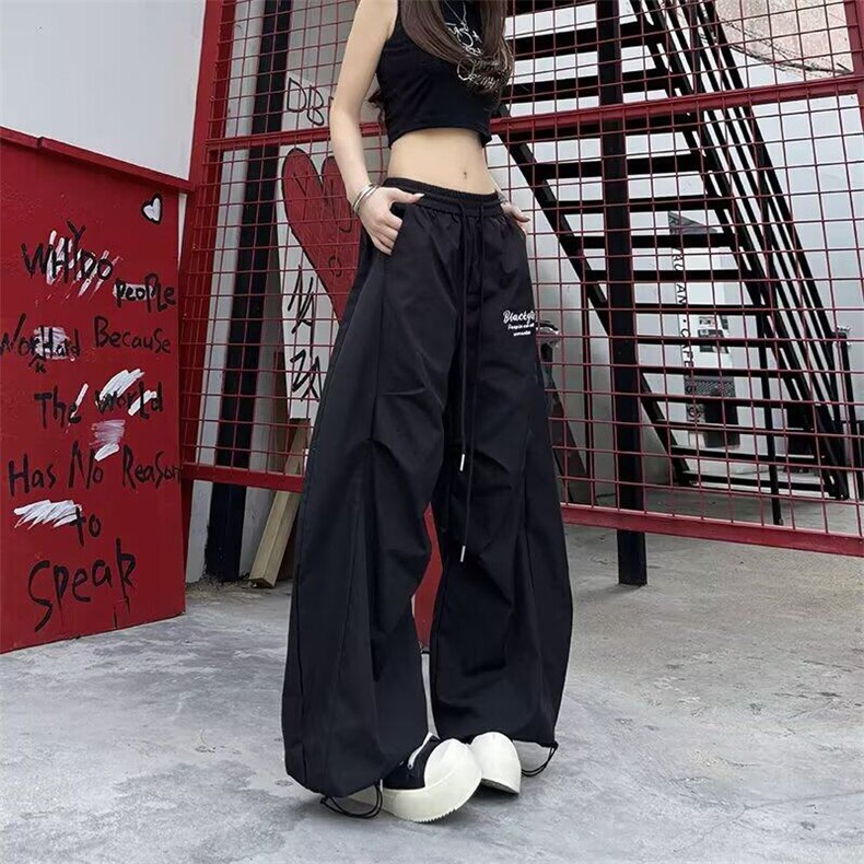 休闲裤男女韩版潮流高街帅气百搭阔腿裤2025夏季ins长裤K6217-P41,男装休闲裤,星座412-3