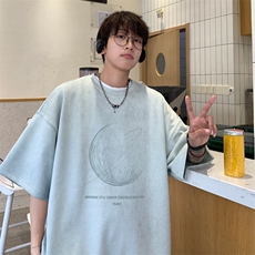 ！2025夏季新款男士烧花麂皮绒短袖T恤半袖TL2408特P25控48，男装T恤，电商B220