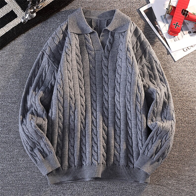 【抖音得物】2025秋季时尚毛衣针织衫翻领男士长袖，男装针织衫/毛衣，电商A113