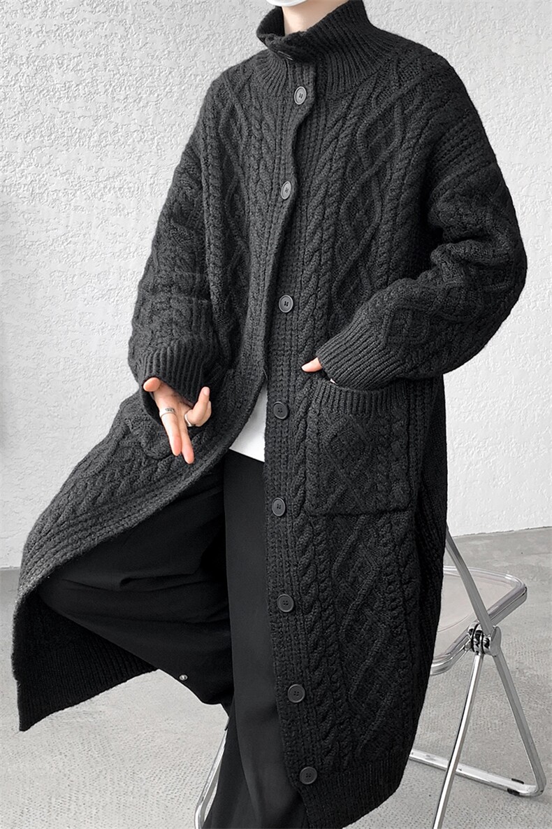 8XL-M慵懒风长款毛衣开衫外套秋冬过膝休闲针织衫MY1217P120控158,男装针织衫/毛衣,电商D206-1