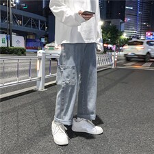 新款牛仔裤直筒潮牌长裤秋冬款港风潮流百搭复古1008-1-kz367-p40，男装牛仔裤，星座1008-1