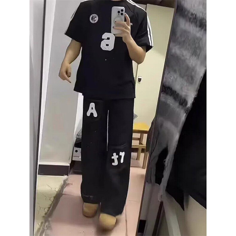 网络图现货美式简约流行慵懒风气质百搭字母口袋牛仔裤JN48-P48,男装牛仔裤,星座715-7