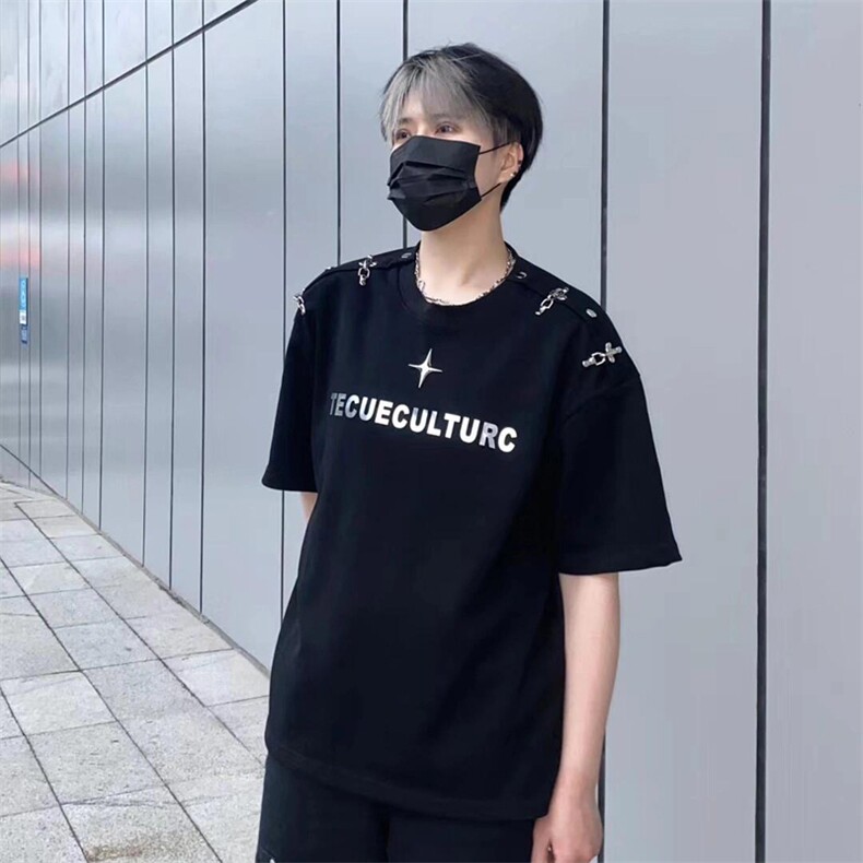 夏季新款小众设计感痞帅潮牌五分袖上衣T130-P40,男装T恤,星座1109-4
