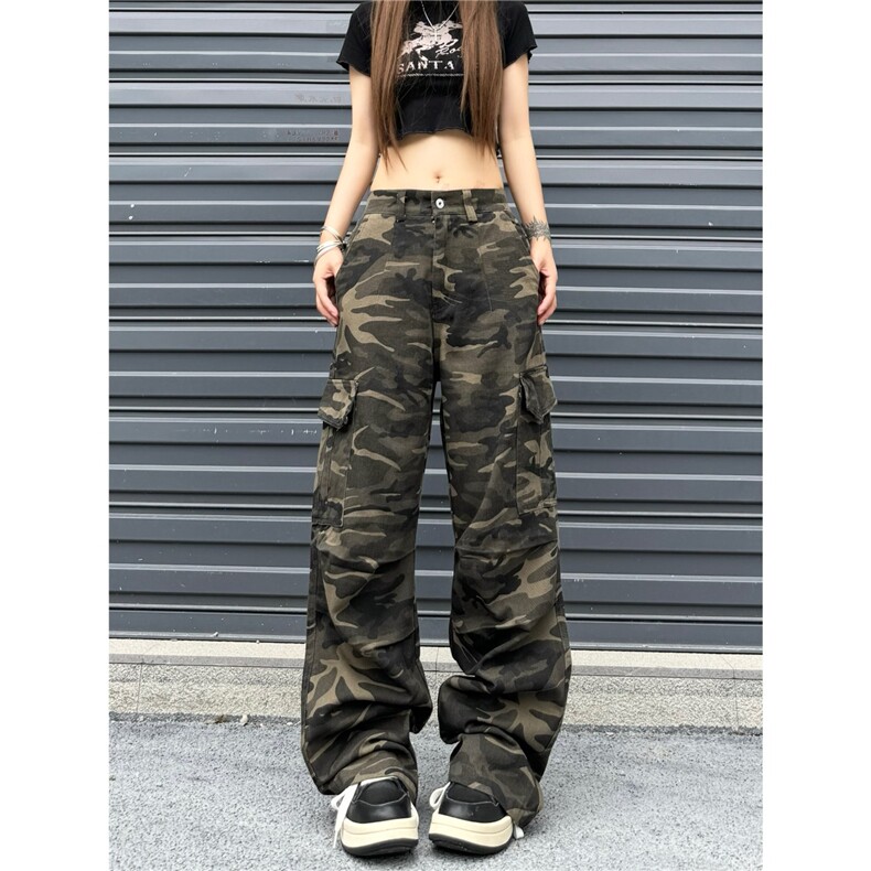 美式复古工装迷彩裤男女春秋季宽松直筒高街长裤子LKA61-P50，男装工装外套，星座208-5