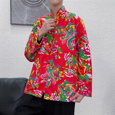 PK01秋新男士唐装东北大花民族风风港风牡丹大花盘扣汉服男装，男装夹克，星座115A(原星座507）