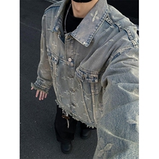 痞帅做旧水洗牛仔夹克男士潮牌日系复古宽松休闲外套J3559，男装夹克，星座1116A-1（原606A）