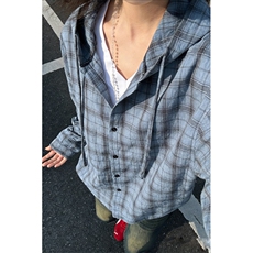 现货！夏季格子衬衫连帽防晒衣休闲外套A061-AF01171-特P20，男装防晒衣，电商A061