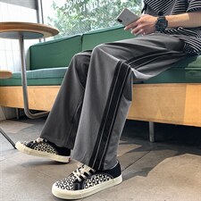 基地-K404-P45春季休闲裤男士西裤大码阔腿裤垂感直筒裤子宽松潮图片
