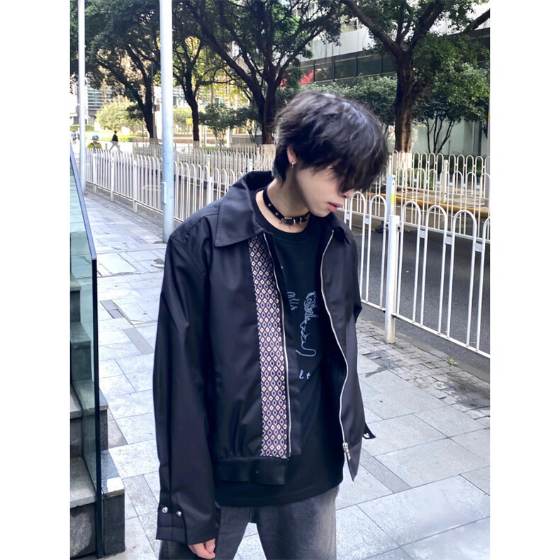 【有货】设计感拼接夹克外套男美式潮牌短款上衣HT95CC-特P65图片