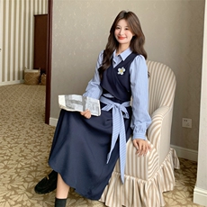 26春新款现-学院风法式收腰显瘦长袖衬衫裙2603-P150K248，女装连衣裙，2B190