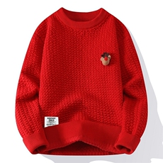 76258-特P60红色毛衣男秋冬款内搭本命年新年衣服男士圆领打底衫，男装针织衫/毛衣，电商D310B