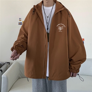 港风秋款宽松高品质连帽防水夹克 F55 P65控88图片