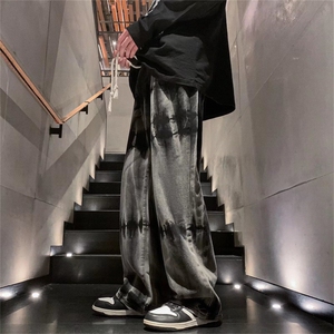 美式复古vibe扎染裤男设计感牛仔裤宽松直筒hiphop裤子N2953-P43图片