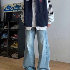 美式复古运动开衫卫衣男春秋潮流撞色拼接三条杠刺绣宽松夹克外套，男装夹克，星座506A