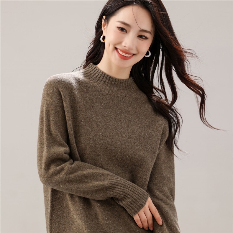 2025年秋季套头彩点加厚半高领时尚你的通勤休闲,女装羊毛衫,万禾羊绒