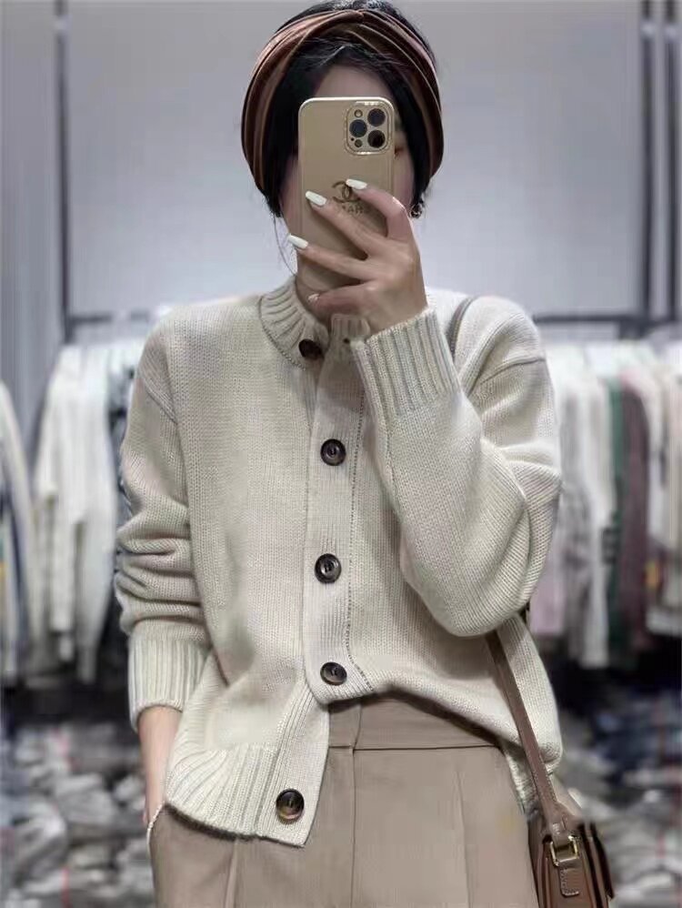 时尚百搭羊毛开衫 显瘦修身长袖针织衫 优雅气质女装外套图片