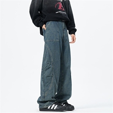 弯刀牛仔裤男vintage水洗做旧长裤百搭拖地裤子A080-9002-P55控78，男装牛仔裤，电商A080