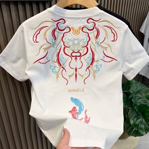 新款~短袖t恤男夏季韩版重工刺绣简约半袖上衣宽松休闲潮牌体恤衫图片
