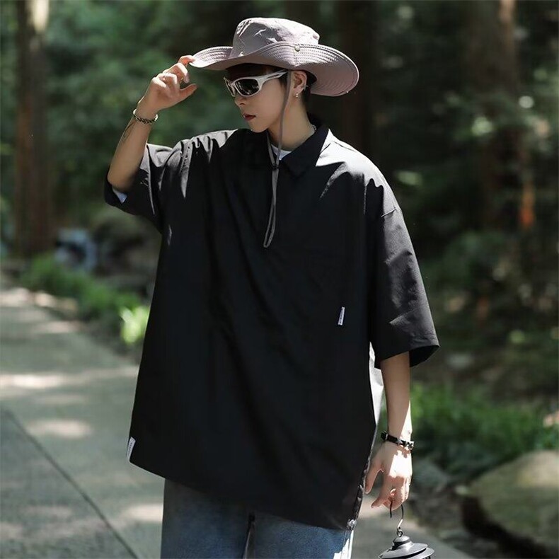 Polo衫男士短袖t恤夏季冰丝薄款日系工装潮牌男生上衣服TT011-P35,男装T恤,星座911-3