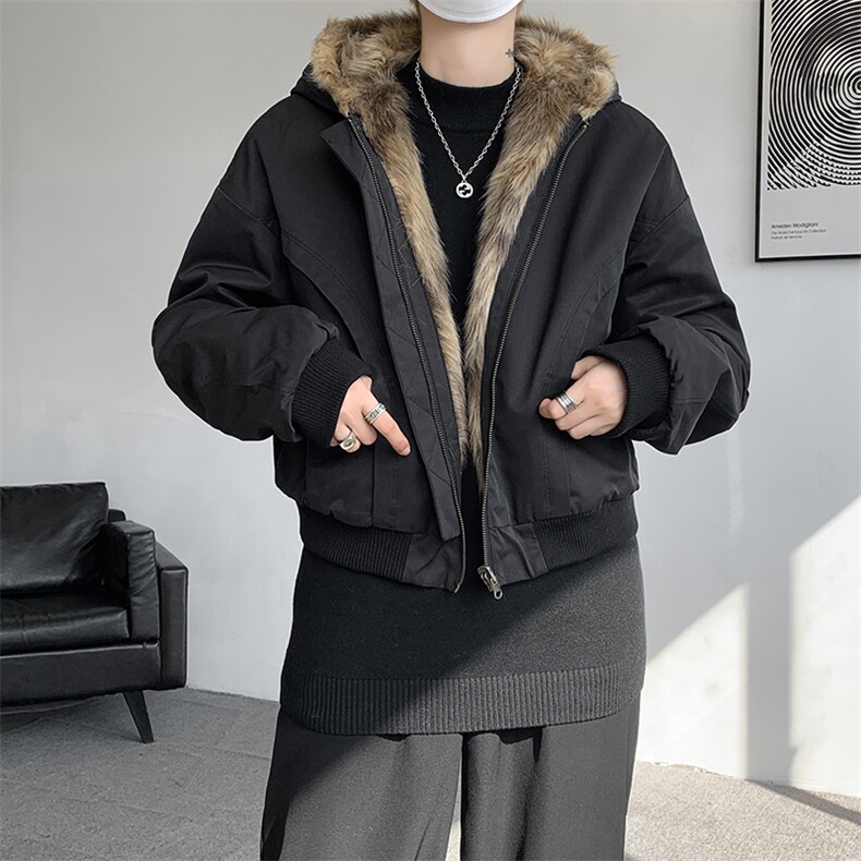 8XL-M 复古双面加厚毛绒皮草短款工装派克服外套MY1707P158控188图片