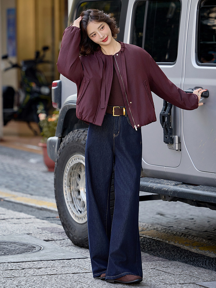 水衣源2798款纯色圆领飘带短款休闲宽松羽绒服女保暖外套,女装羽绒服,水衣源