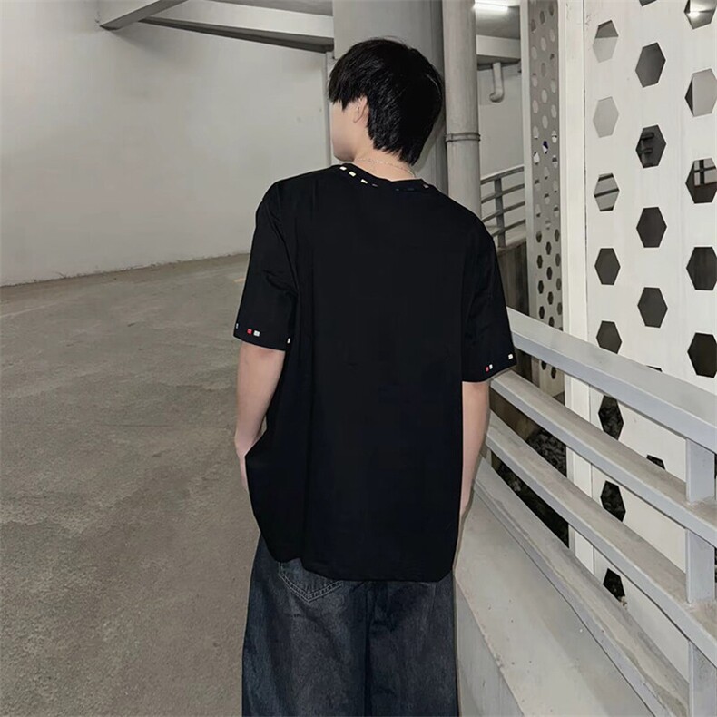 万针全刺绣工艺高品质260克双纱纯棉美式高街短袖T恤特P33,男装T恤,电商A486