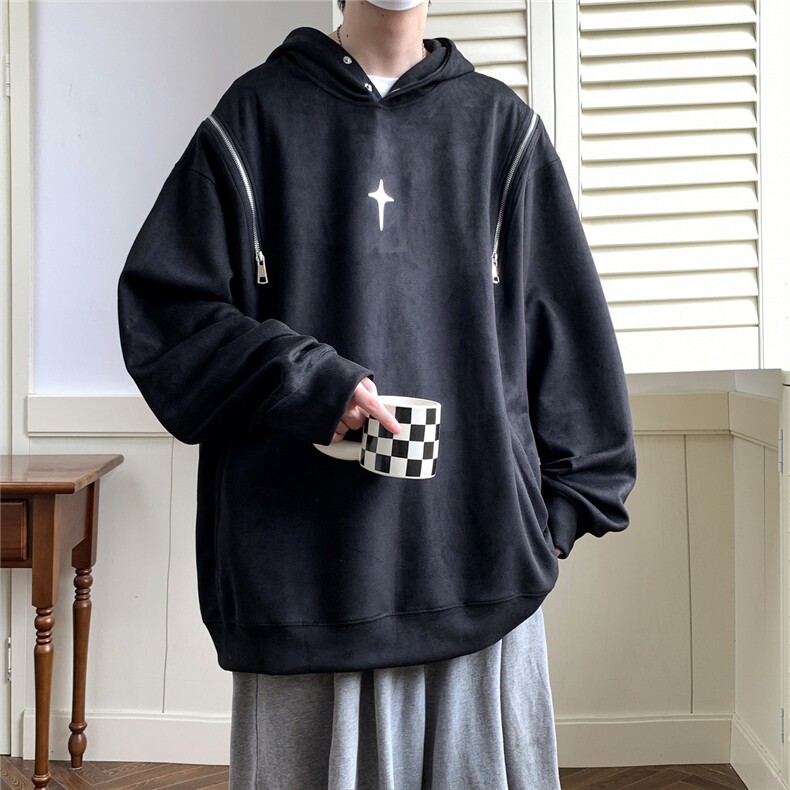 春秋重磅卫衣麂皮绒外套小众日系卫衣港风大码1016-1Y94P68K89,男装卫衣,星座1016-1（原电商B408-1）