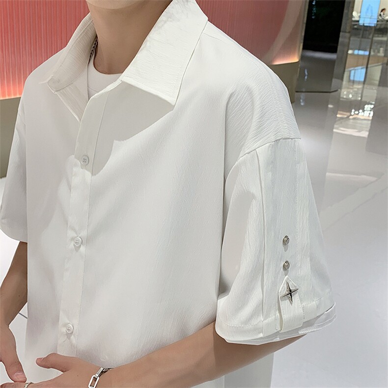 纯色衬衫抖音直播现货短情侣款冰丝衬衣DS-C323-1-7771-P38,男装衬衫,电商C323-1