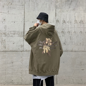 水洗做旧男装连帽卫衣 23春秋花朵印花男生外套XZ514-2-W6656-P68图片