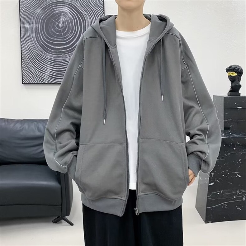 连帽长袖卫衣男士春秋款百搭潮流开衫长袖青少年运动外套WY57 P45图片