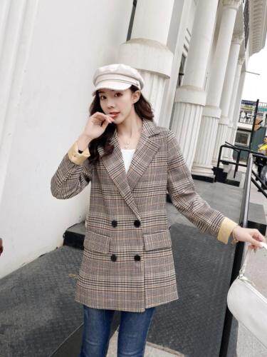 春季新款格子西装外套，女装西装，吉之红