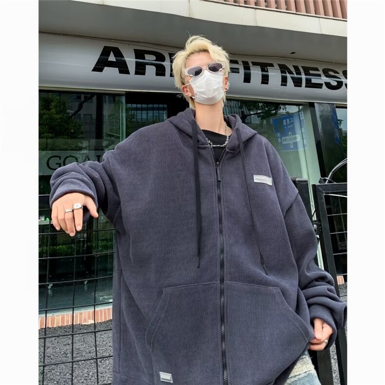 灯芯绒夹克男连帽韩版潮流高街帅2023秋冬季新款ins外套W5346-P51,男装夹克,星座412-3
