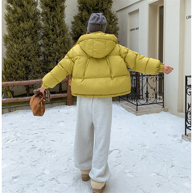 时尚短款羽绒服女2025冬季新款加厚连帽保暖白鸭绒外套,女装羽绒服,诺蝶