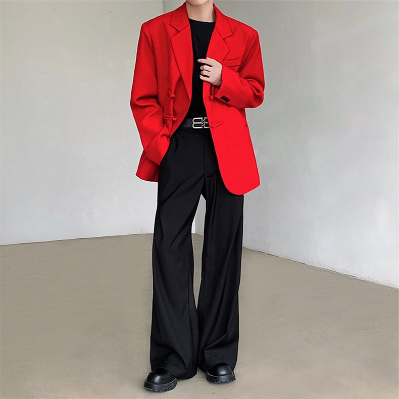 改良新中式红色西装外套男士风宽松盘扣西服春秋XF724P108,男装西服,星座512-1（原513-3）