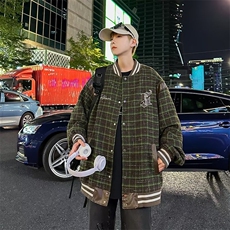 秋季chic格子刺绣棒球服外套男生春秋款情侣帅气休闲夹克JK68，男装夹克，星座1116A-1（原606A）