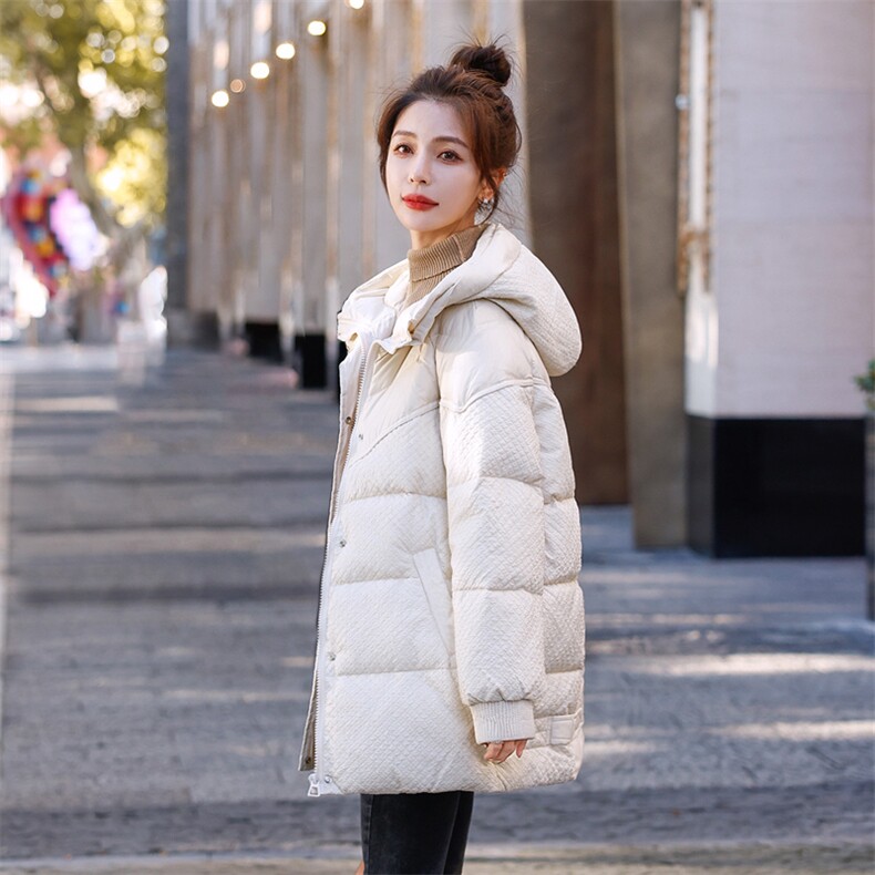 羽绒服女2022冬装新款女装韩版时尚中长款白鸭绒保暖外套,女装羽绒服,慧尚依恋