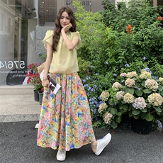 韩系氛围感套装裙女2025夏季新款设计感小衫碎花半身裙气质两件套，女装套装/套裙，2C158