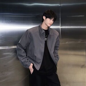 春季外套男款宽松立领夹克户外休闲男装防风工作服秋装美式上衣男图片