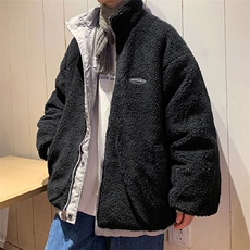 新款两面穿羊羔绒衣男秋冬ins袄外套加厚宽松立领W2326-P78，男装棉衣，星座512-4