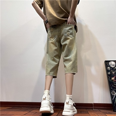 D2051-p45-控68现货风宽松cleanfit牛仔裤七分裤黑暗，男装牛仔裤，星座116