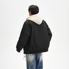 !潮流冬季连帽拉链加绒加厚棉衣情侣撞色棉服外套MY5567-P78，男装棉衣，星座610B-1
