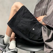 夏季潮流宽松抽绳五分休闲阔腿裤机能工装大口袋短裤男 K3244-P35图片