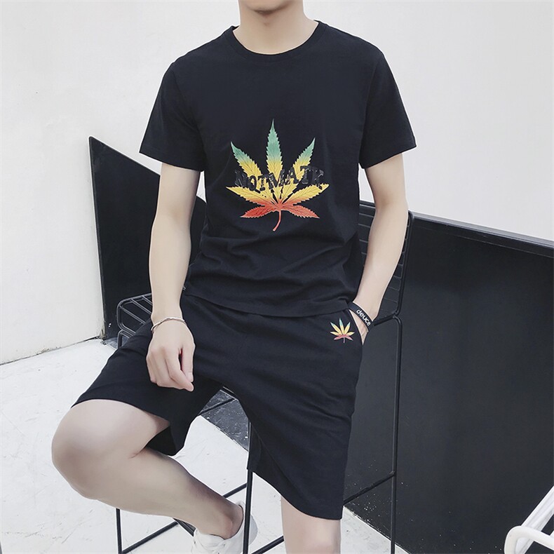 夏季新款两件套男士T恤套装半袖T帅气百搭阳光韩版潮DS80T,男装T恤,电商A102