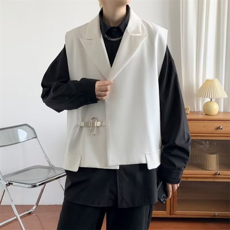 原宿秋季纯色马甲男百搭潮新款宽松型WF19P50,男装背心/马甲,星座1116-2