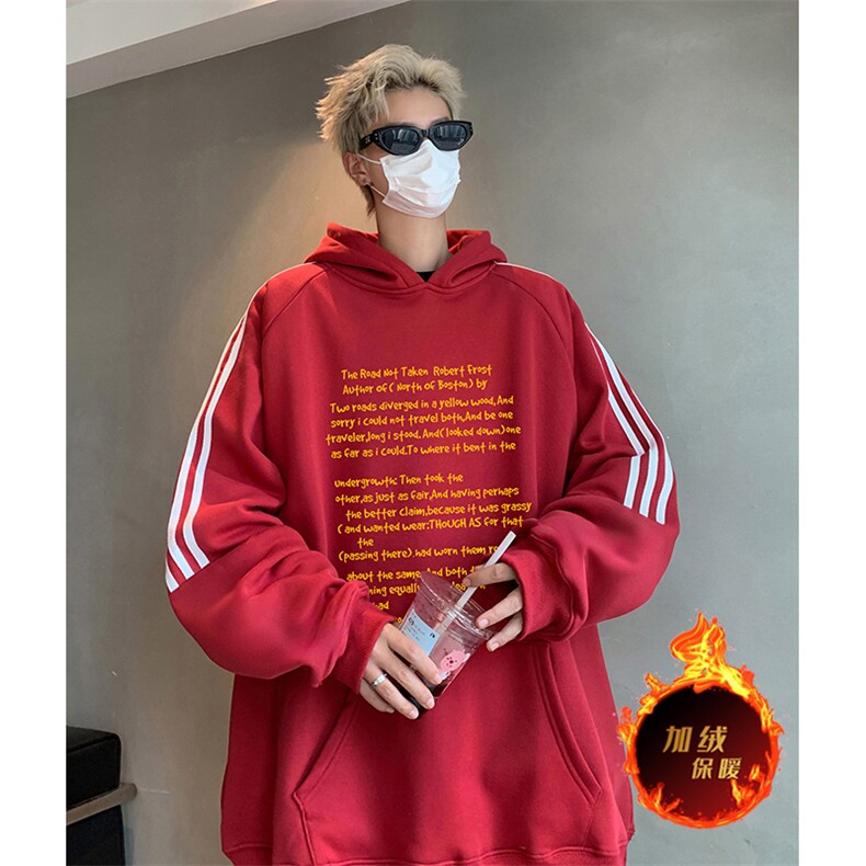 抖音得物供货提供视频秋冬重磅美式宽松织带连帽卫衣0407,男装卫衣,电商A486